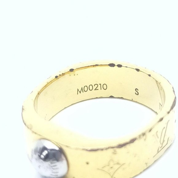 Louis Vuitton Gold Tone Monogram LV Nanogram Ring - Picture 8 of 12